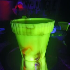 Akro Agate | Large Flower Pot | Uranium Slag Glass 294 Planter 4 inches UV *chip